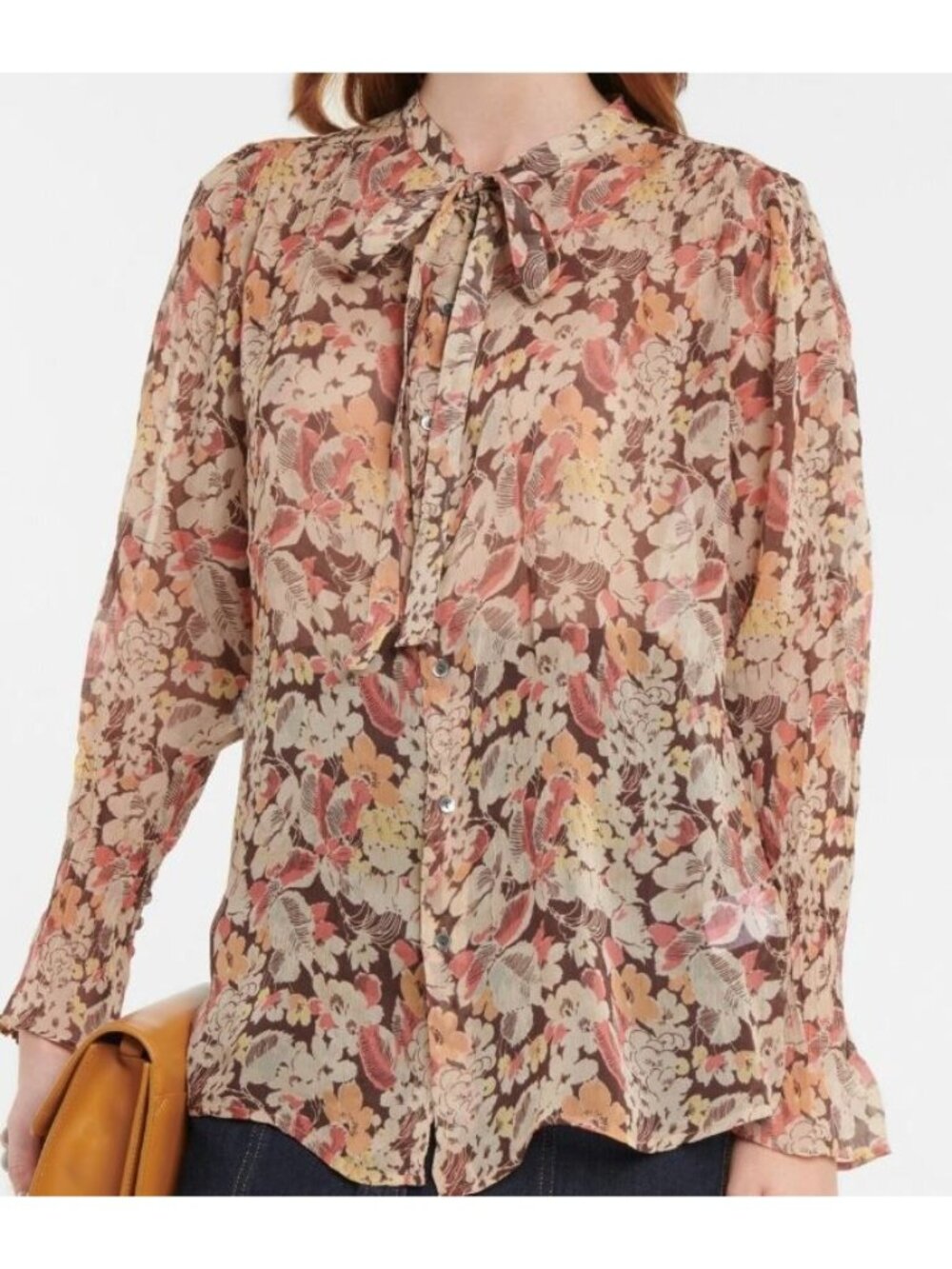 Polo Ralph Lauren Gloral Georgette Blouse Women's Size 6 Semi Sheer NEW Viscose
